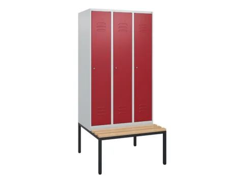 locker met bank,HxBxD 1950x900x815mm,3vak,vak B 300mm,cil.-slot