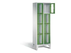 Lockerkast 1850x610x500mm 2x4 vakken Cilinderslot Poten, RAL6011