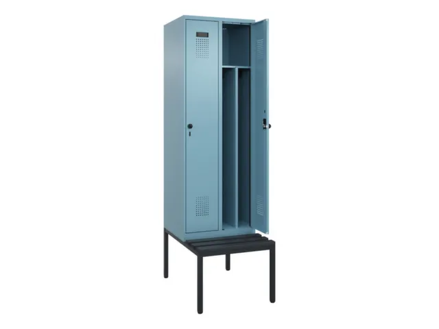 locker met bank,voor scheiding van kleding,HxBxD 2120x600x815mm,2vak