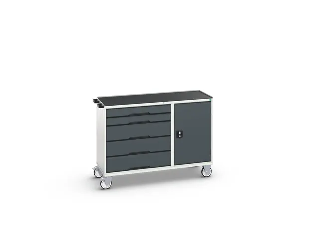 montagetafel,HxBxD 965x1300x550mm,staalblad,uitrusting: 5laden,kast