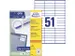 etiket Avery ILK 70x16,9mm 100 vel 51 etiketten per vel wit