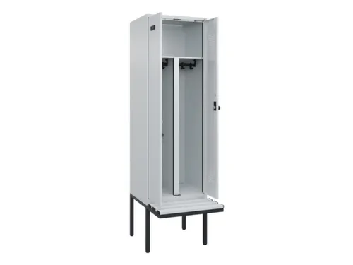 PBM-locker met bank,HxBxD 2120x600x815mm,2vak,vak B 300mm,draaigrendel