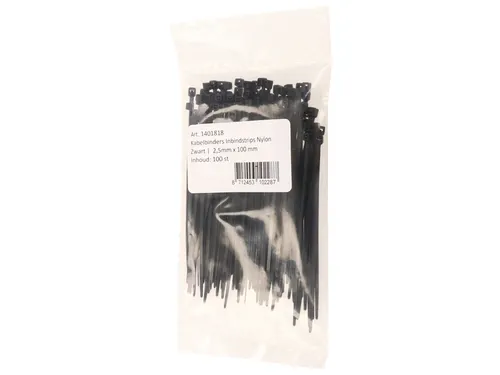 Kabelbinders IEZZY nylon 2.5x100mm D 20.5mm zwart 100 stuks