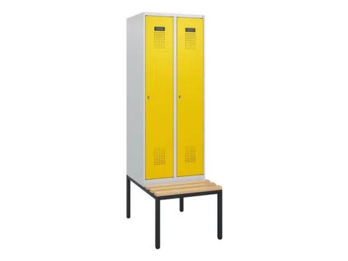 locker met bank,HxBxD 1950x600x815mm,2vak,vak B 300mm,cilinderslot