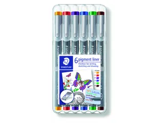 Fineliner Staedtler Pigment 308 0.3mm set à 6st assorti - 1