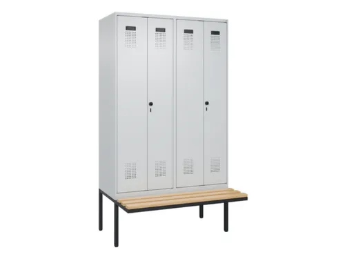 locker met bank,voor scheiding van kleding,HxBxD 2120x1200x815mm,4vak