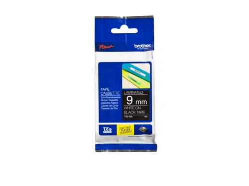 Labeltape Brother P-touch TZe-325 standaard 9mm wit op zwart