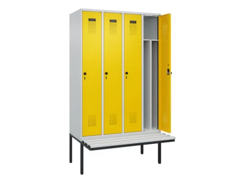 locker met bank,voor scheiding van kleding,HxBxD 2120x1200x815mm,4vak