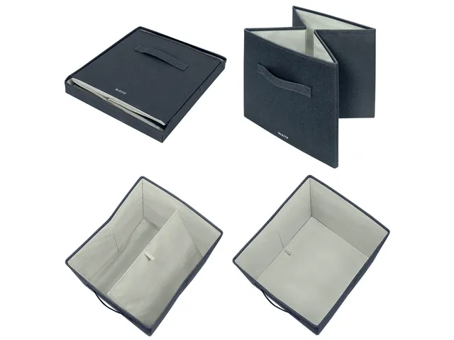Boîte de rangement Leitz tissu avec couvercle 330x325x380mm gris 2pcs