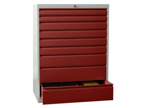 ladekast,HxBxD 1200x715x600mm,9lade(n),cil.-slot,RAL7035,front RAL3000