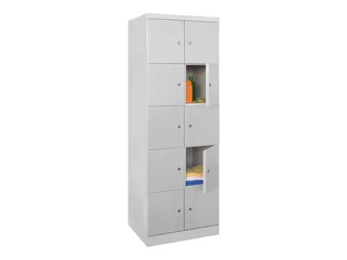 lockerkast,HxBxD 1800x600x500mm,2x5vakken,RAL7035,front RAL7035