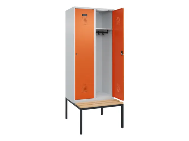 locker met bank,HxBxD 2120x800x815mm,2vak,vak B 400mm,cilinderslot