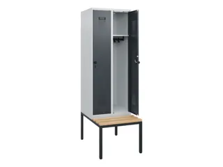 locker met bank,HxBxD 1950x600x815mm,2vak,vak B 300mm,draaigrendel - 1