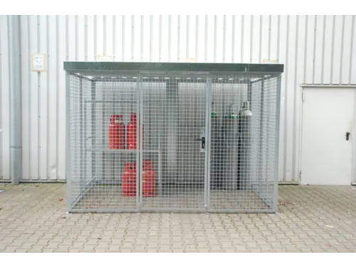 Gasflessendepot Dak Staal/Gaas Hxbxd 2180x3100x2100mm 104 Gasflessen