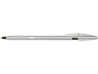 Balpen Bic Cristal Re-new medium zilver + 2 vullingen zwart - 2