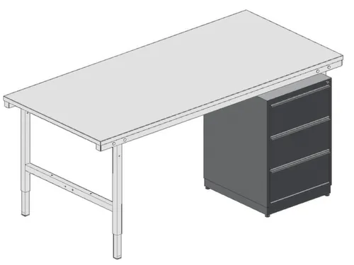 laden-onderbouw,v. paktafel,HxBxD 785x353x600mm,3lade(n)