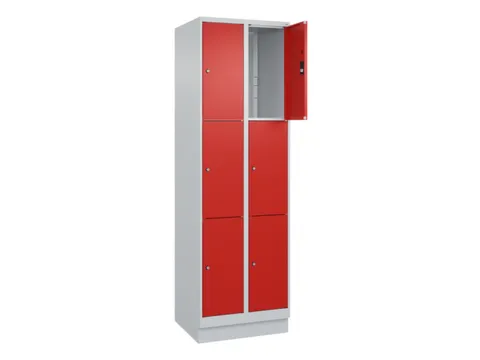lockerkast,HxBxD 1950x600x500mm,2x3vakken,vak B 300mm,cil.-slot,sokkel