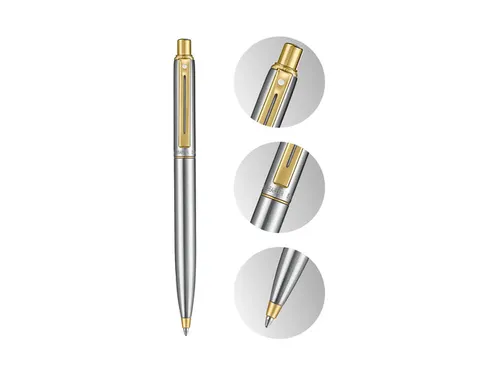 Balpen Sheaffer Sentinel 333 brushed chrome, PVD gold plated trims
