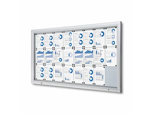Vitrinekast mededelingenbord Outdoor 24xA4 met gasveer Zilver