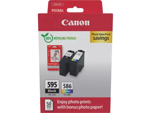 Canon PG-595 + CL-586 valuepack met GP-501 fotopapier 7171C004
