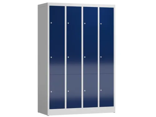 Lockerkast 1800x1185x500mm 4x3 vakken cilinderslot, sokkel, RAL5010