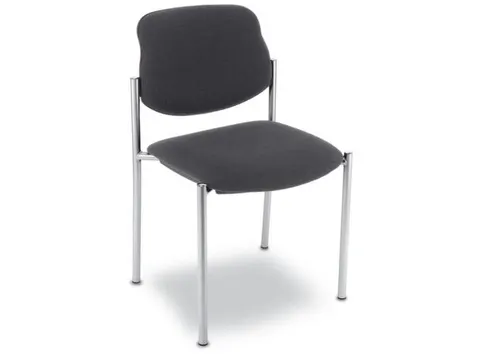 Bezoekersstoel,4Voeten Ronde Buis Verchroomd,Zitting Stof Antraciet