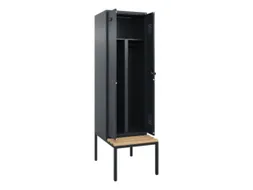 PBM-locker met bank,HxBxD 2120x600x815mm,2vak,vak B 300mm,draaigrendel