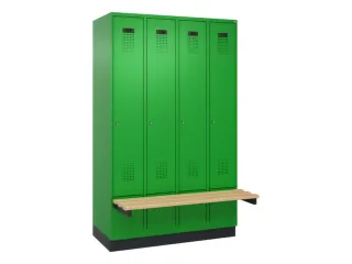 locker met bank,HxBxD 1950x1200x815mm,4vak,vak B 300mm,cilinderslot - 2