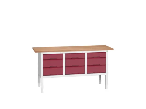 werkbank,HxBxD 830-930x1750x600mm,multiplexblad,uitrusting: 6lades