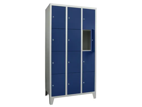 lockerkast,HxBxD 1850x900x500mm,3x4vakken,RAL7035,front RAL5010