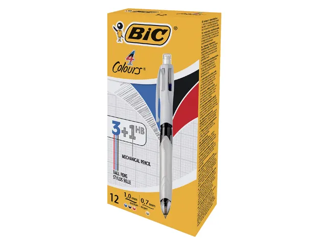 Stylo bille BIC 3 couleurs avec mine HB 0,7mm