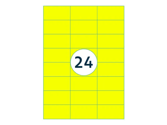 Etiket 70x37mm Fluor Geel 100 Vel
