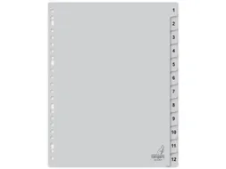 Tabblad Kangaro A4 cijfers PP 120 micron grijs 23-gaats 12-delig EB
