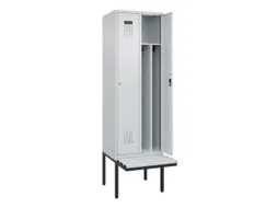 locker met bank,voor scheiding van kleding,HxBxD 2120x600x815mm,2vak