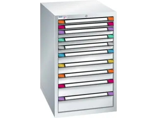ladekast HxBxD 1000x605x695mm 10laden RAL7035 front RAL7035 - 2