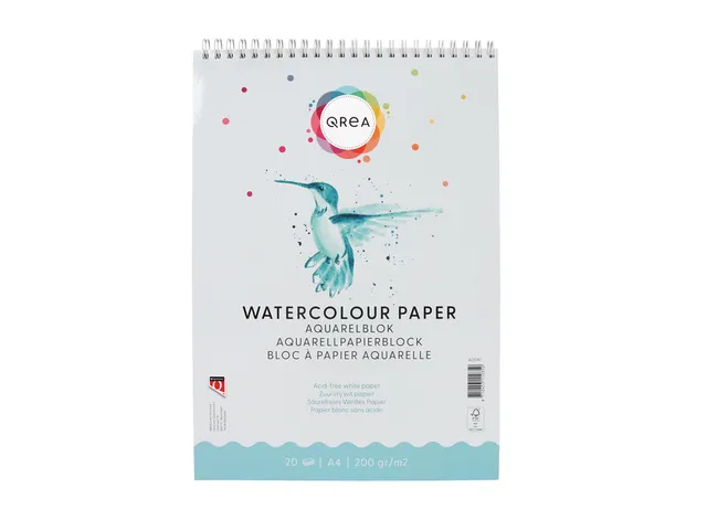 Aquarelblok Qrea A4 20 vel 200gr spiraal