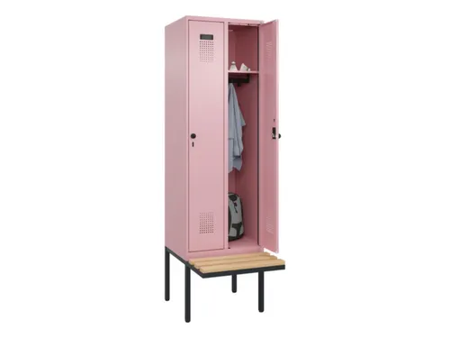 locker met bank,HxBxD 2120x600x815mm,2vak,vak B 300mm,draaigrendel