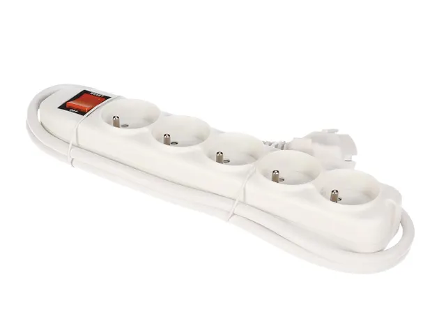 5-Voudige Stekkerdoos Met Schakelaar & Overbelastingsbeveiliging - Wit