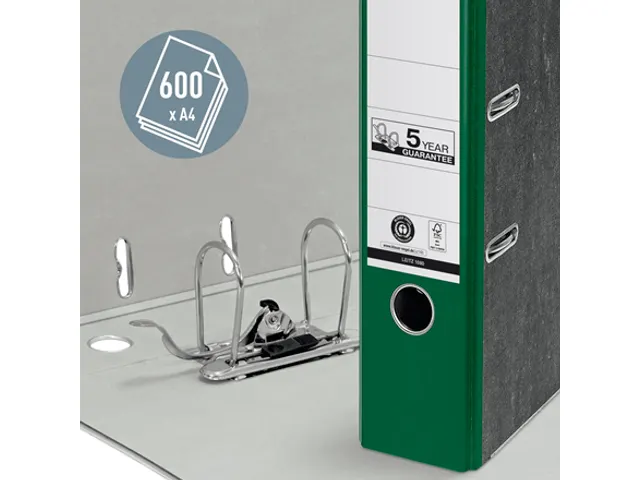 Ordner Leitz 1080 A4 80mm groen gewolkt 100% gerecycled karton