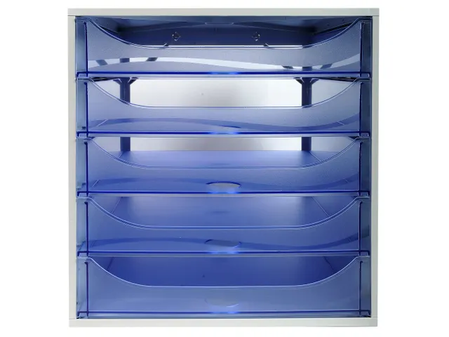 Module de classement Ecobox+ Linicolor 5 tiroirs - Bleu glacé