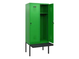 locker met bank,HxBxD 1950x800x815mm,2vak,vak B 400mm,draaigrendel