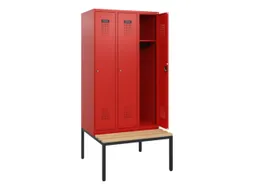 locker met bank,HxBxD 1950x900x815mm,3vak,vak B 300mm,cilinderslot