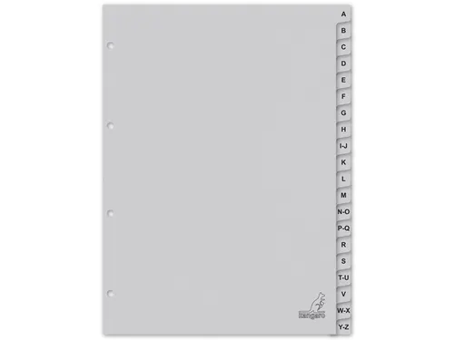 Tabblad ECO Kangaro A4 letters 180 grams grijs karton 4-gaats 20-delig