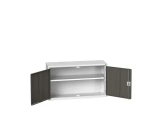 wandkast 600x1050x350mm 1xStalen bodem sokkel Ral 7035 front Ral 7016 - 1