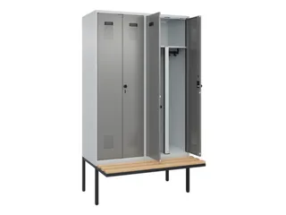 PBM-locker met bank,HxBxD 2120x1200x815mm,4vak,vak B 300mm - 1
