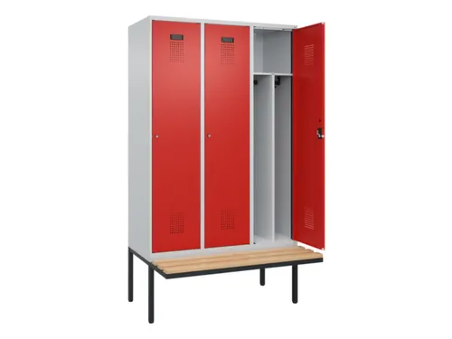 locker met bank,voor scheiding van kleding,HxBxD 2120x1200x815mm,3vak