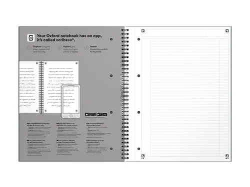 Spiraalblok Oxford International Notebook A4+ lijn Zwart