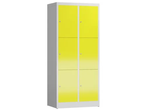 Lockerkast 1800x800x500mm 2x3 vakken cilinderslot, sokkel, RAL1018