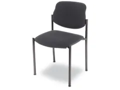 Bezoekersstoel,4Voeten Ronde Buis Zwart,Zitting Stof Antraciet