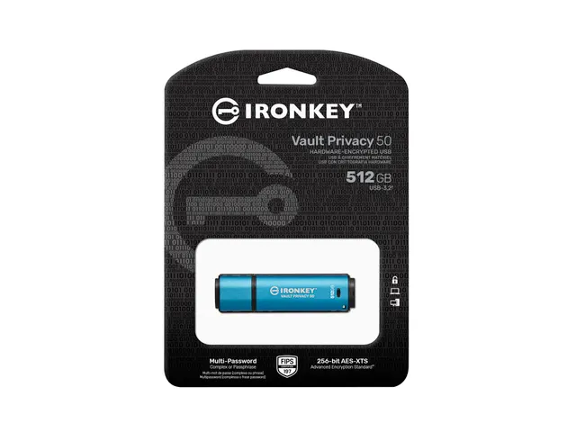 512GB IronKey Vault Privacy 50 AES-256 versleuteling, FIPS 197